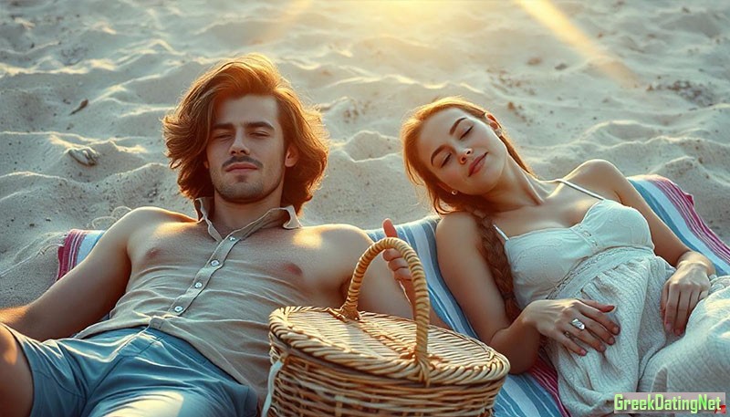 Greek couple on the beach